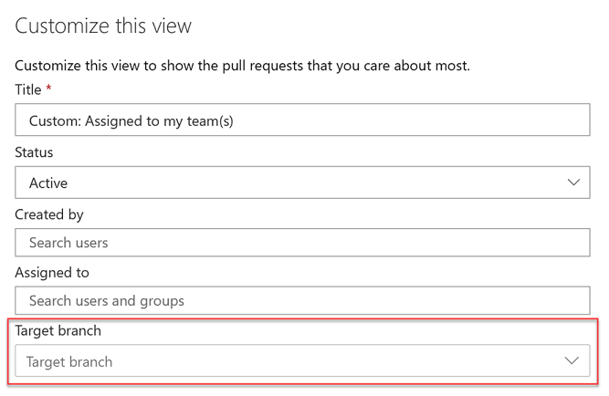 Customize pull request in Mine tab Screenshot of the Customize pull request in Mine tab.
