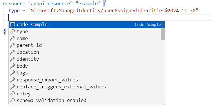 Screenshot of adding a resource snippet.