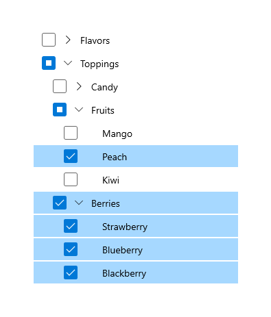 Multiple selection in a tree view