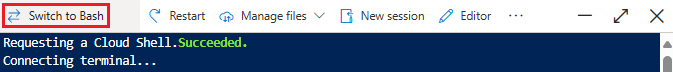 Bash와 PowerShell 간에 전환하는 단추의 스크린샷.
