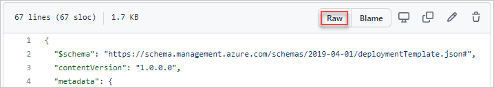 GitHub에서 Raw를 선택하는 방법을 보여 주는 스크린샷입니다.