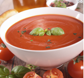 Foto von Tomatensuppe.