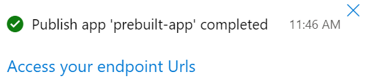 Screenshot einer Nachricht, die angibt, dass die App veröffentlicht wurde