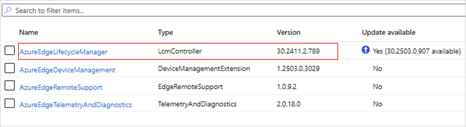 Screenshot der erweiterungsversion, die auf lokalen Azure-Computern installiert ist, die überprüft werden können.