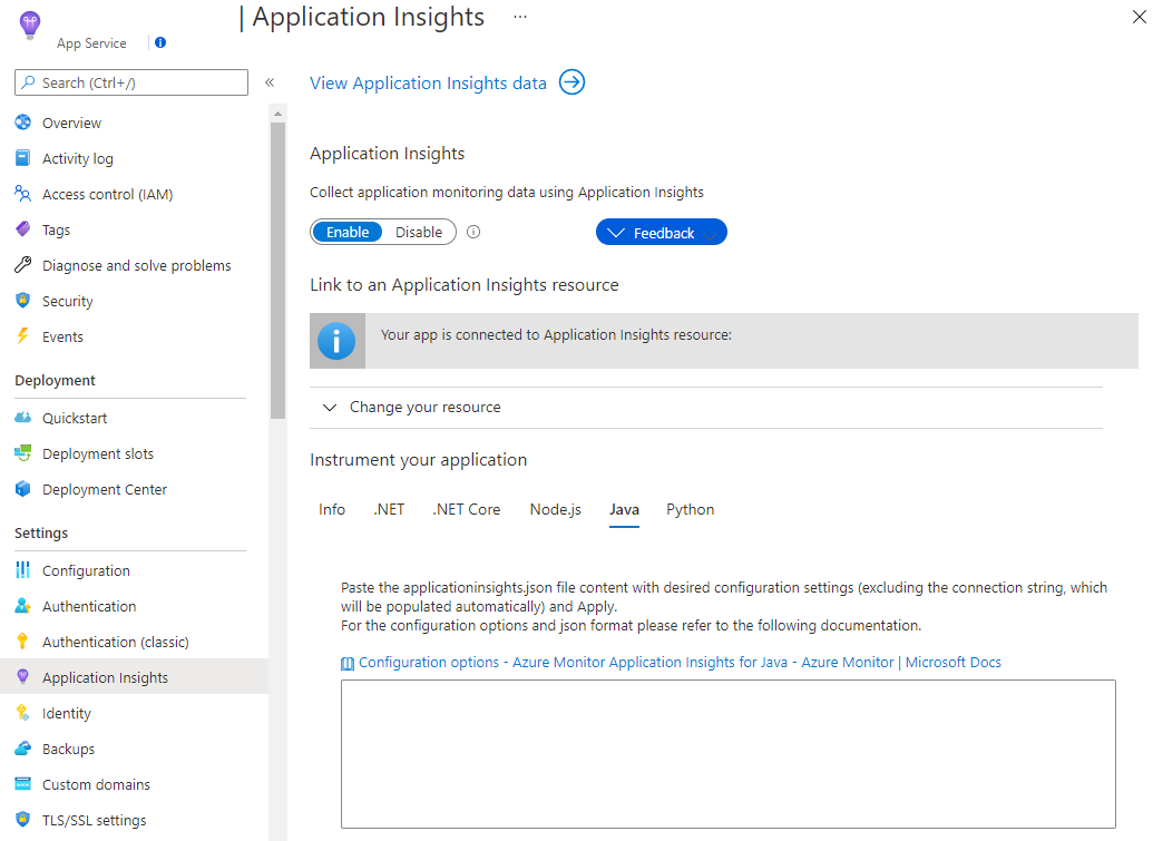 Screenshot: Instrumentieren Ihrer Anwendung