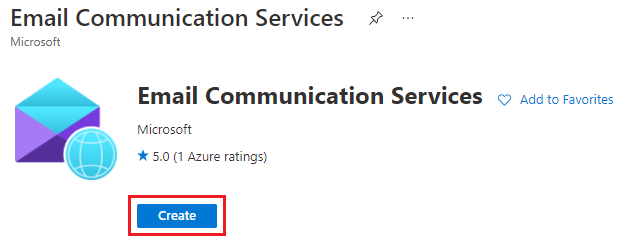 Screenshot, der den Link zum Erstellen eines E-Mail-Kommunikationsdienstes zeigt.