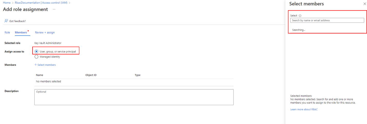 Screenshot: Rollenzuweisung auf der Seite „Zugriffssteuerung“