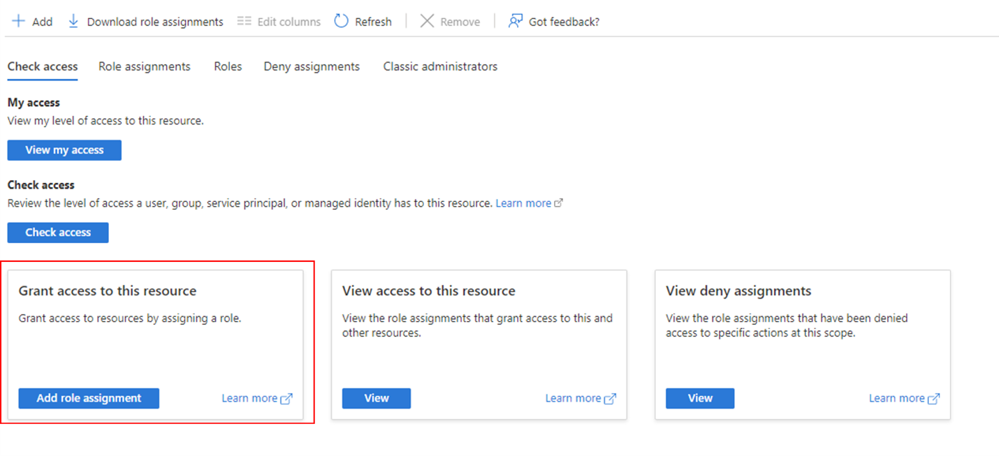 Screenshot: Option „Zugriff auf diese Ressource gewähren“ auf der Seite „Zugriffssteuerung“