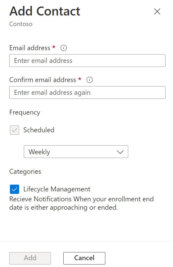 Screenshot: Fenster „Kontakt hinzufügen“, in dem Sie einen Kontakt hinzufügen
