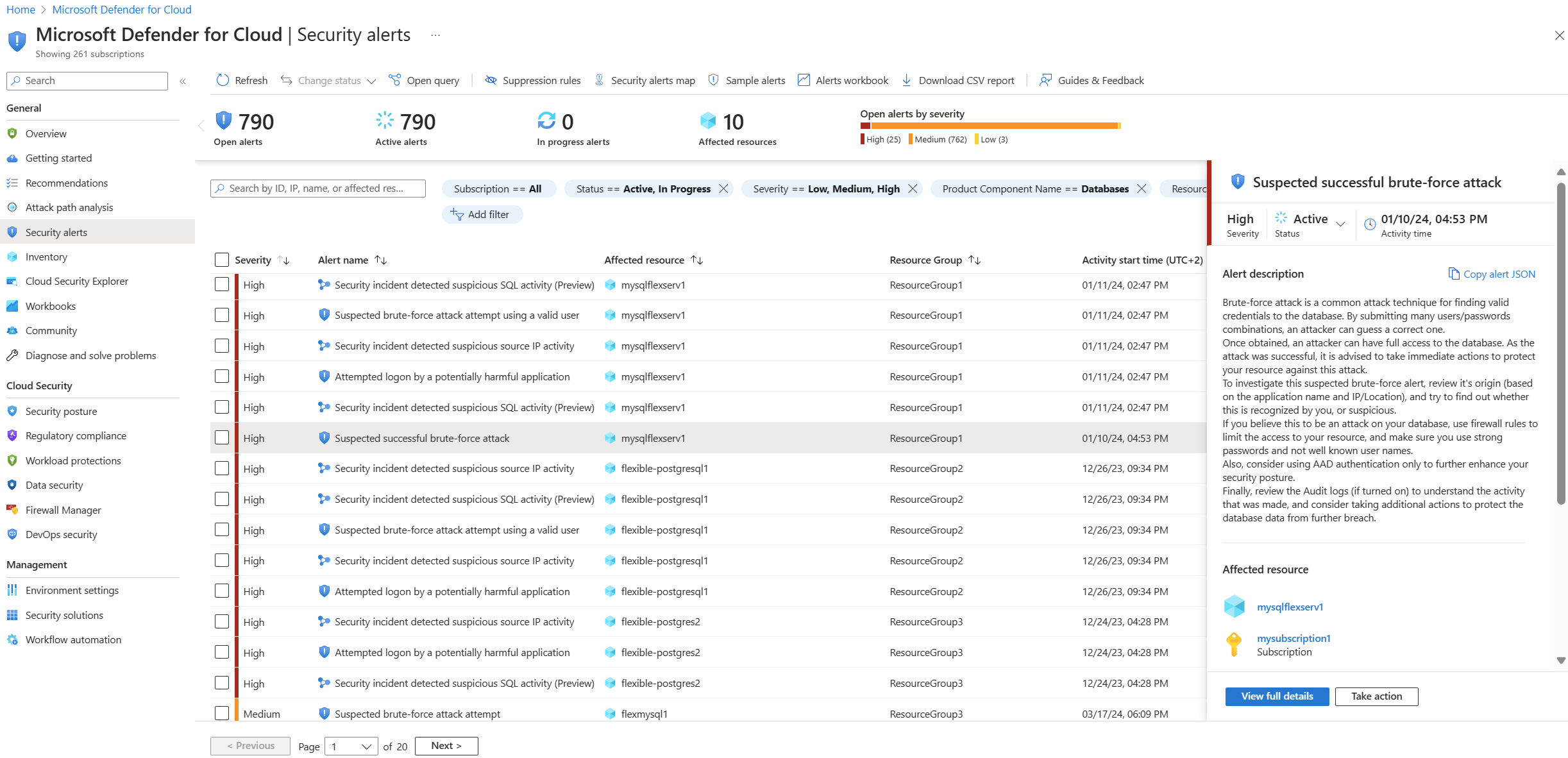 Screenshot, der die Details einer bestimmten Warnung zeigt.