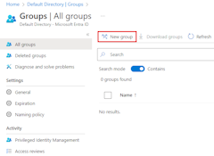 A screenshot showing the ___location of the New Group button in the All groups page.