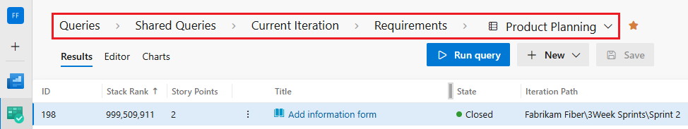 Screenshot: Breadcrumbs auf der Abfrageseite