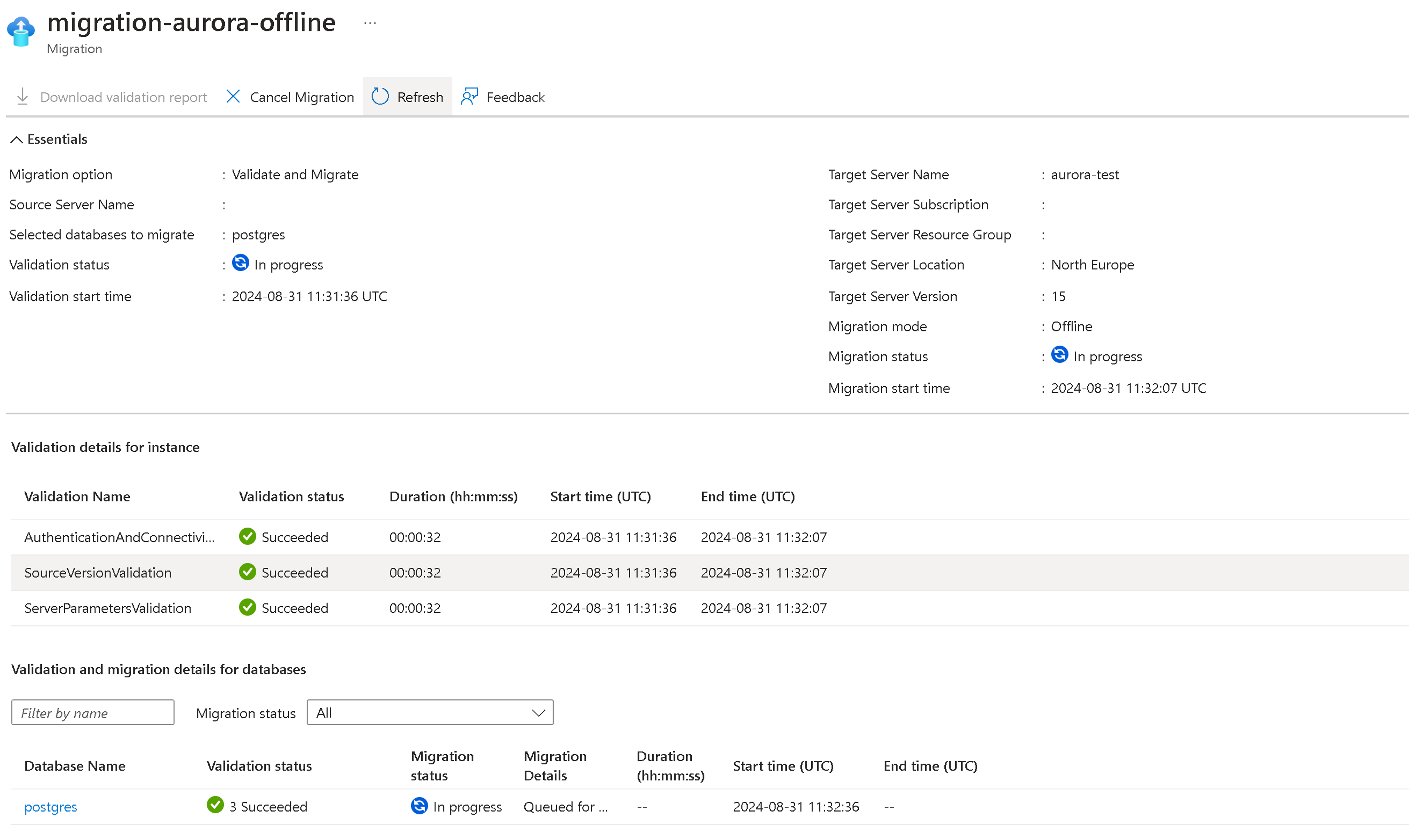 Screenshot: Details mit Überprüfung und Migration.
