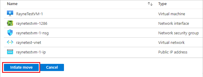 Auswählen der Schaltfläche „Initiate Move“ (Verschiebung initiieren)