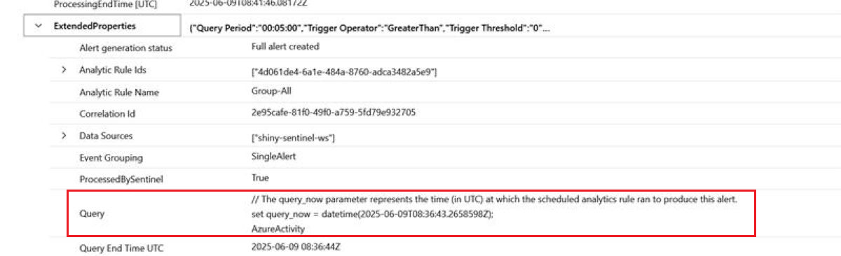 Screenshot der Beispielergebnisse für den einzelnen Warnungsmodus mit einer Abfrage.