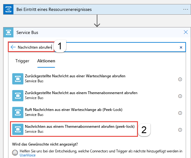 Screenshot des Logic Apps-Designers, in dem die Option 