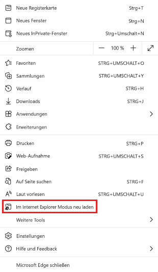 Im Internet-Explorer-Modus neu laden