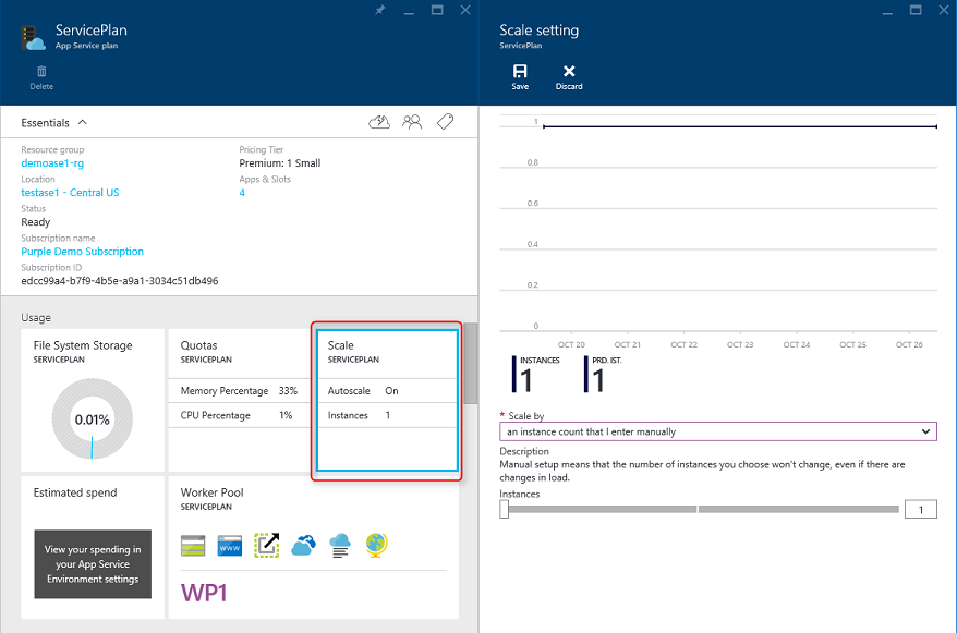 Skalierung des App-Serviceplans in Azure