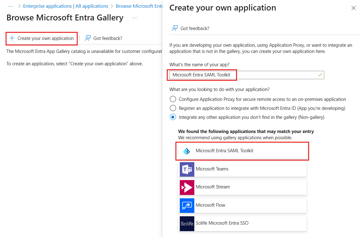 Screenshot, der zeigt, wie Sie eine Unternehmensanwendung im externen Mandanten hinzufügen.