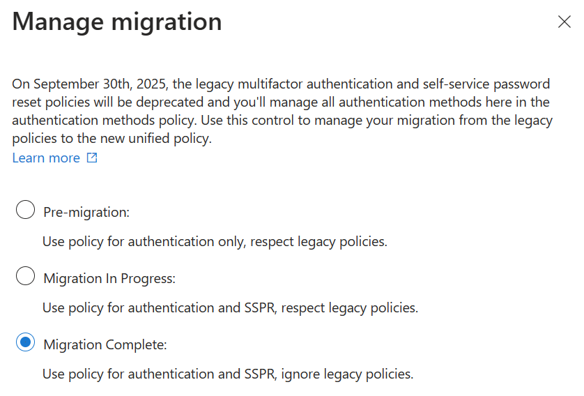 Screenshot der abgeschlossenen Migration.