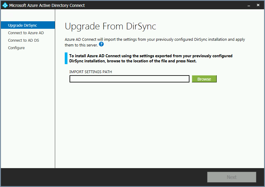 Screenshot, der zeigt, wo die Einstellungsdatei beim Upgrade importiert werden muss.
