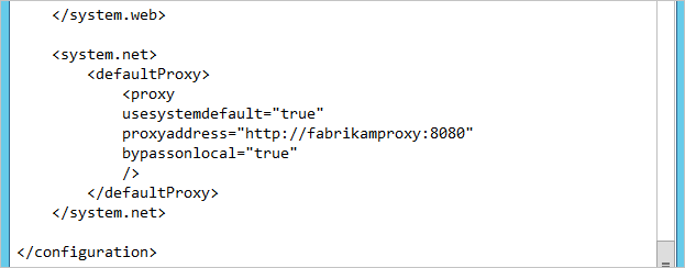 Screenshot eines Teils der Datei „machine.config“.