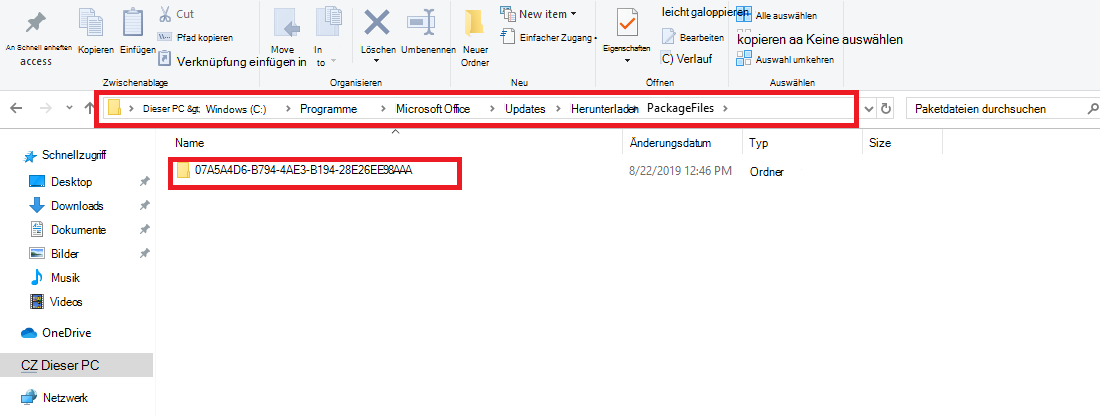 Neu erstellter Ordner im Microsoft Office-Verzeichnis