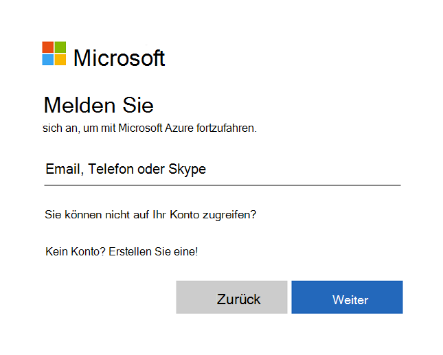 Abbildung der Intune Admin Center-Anmeldeseite