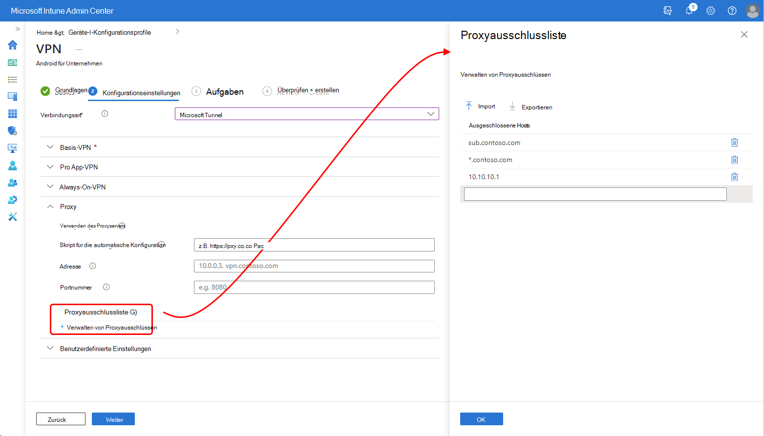 Screenshot des Bereichs