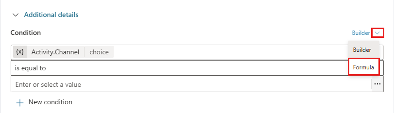 Screenshot mit der Option, zum Formeleditor zu wechseln.