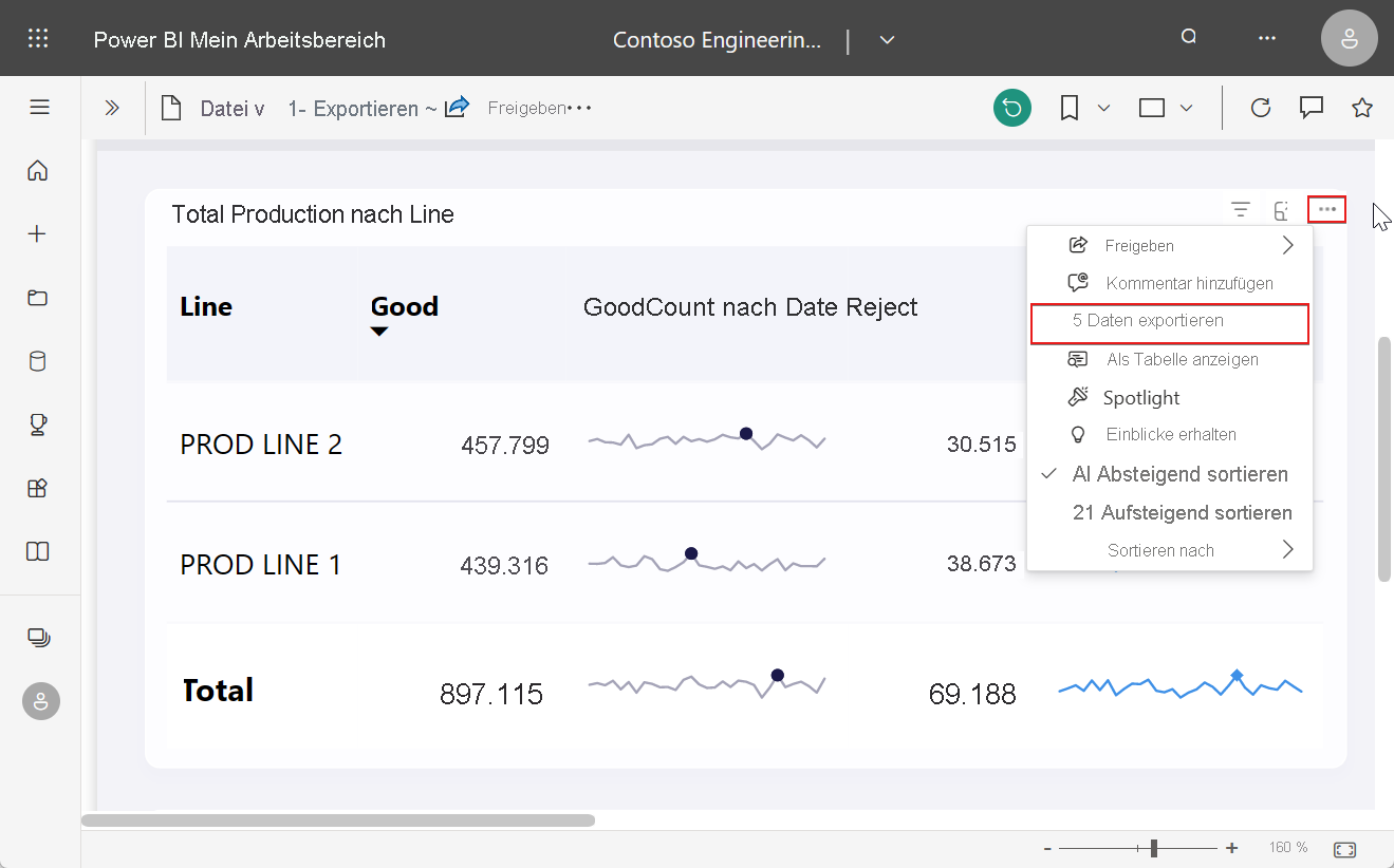 Screenshot: Exportoptionen.