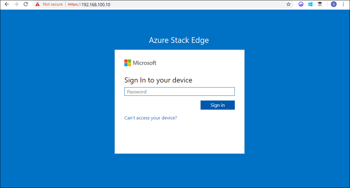 Azure Stack Edge Pro FPGA-Geräteanmeldungsseite