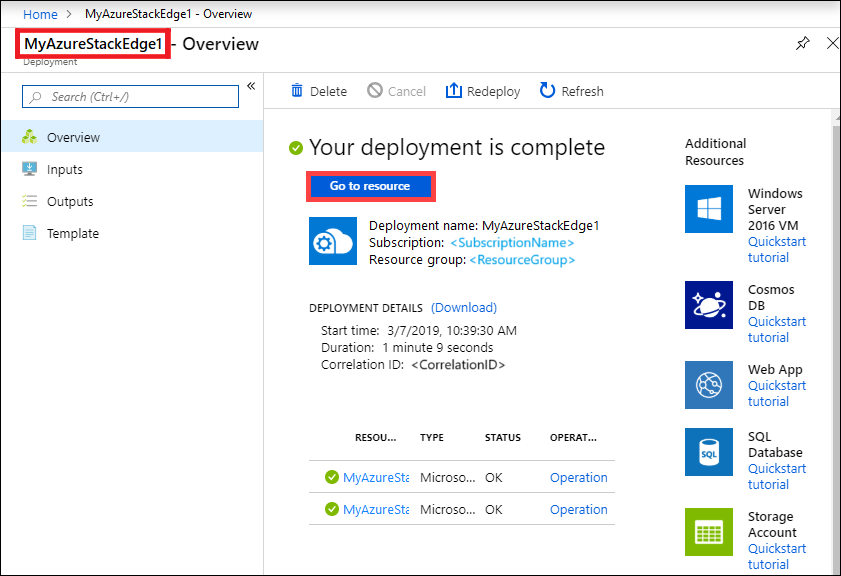 Zur Azure Stack Edge-Ressource wechseln