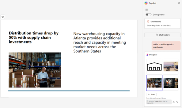 Screenshot der Suche nach Markenbildern in Copilot.