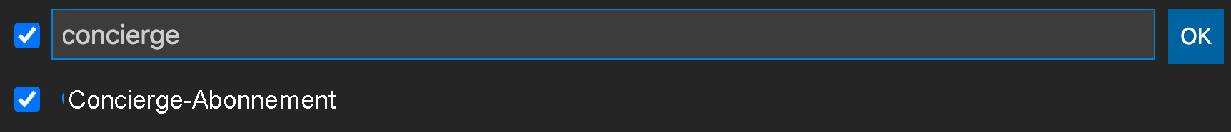 Screenshot, der zeigt, dass das Concierge-Abonnement ausgewählt ist.