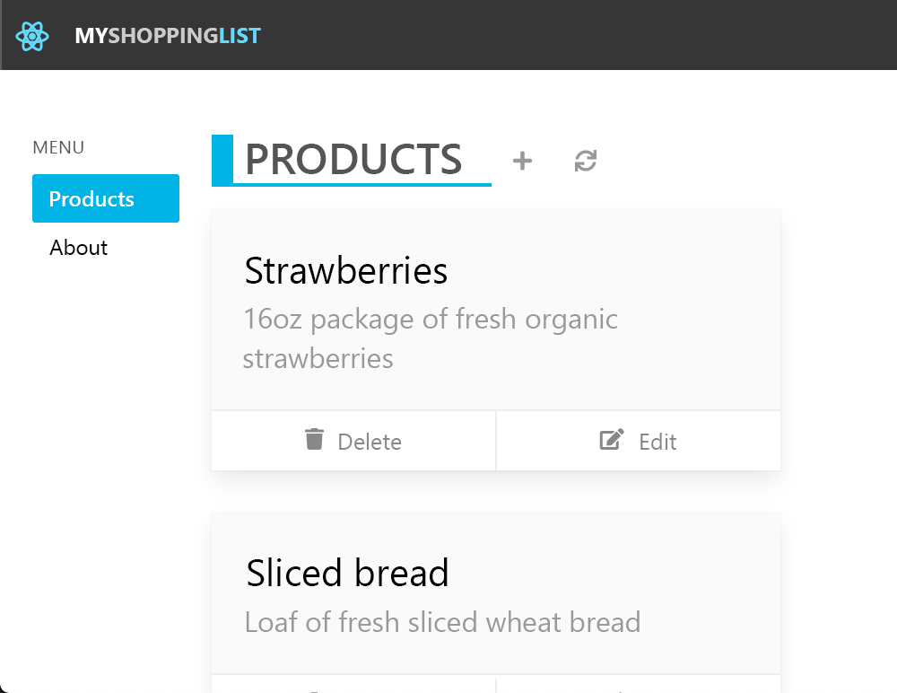 Screenshot Ihrer React-Web-App.