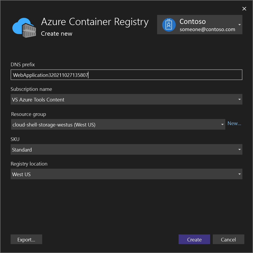 Screenshot, der zeigt, wie Werte in das Dialogfeld eingegeben werden, um eine neue Azure Container-Registrierung zu erstellen.