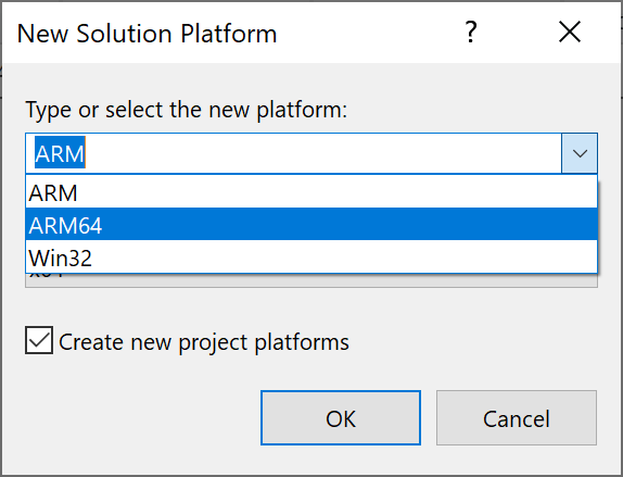 Screenshot der Auswahl einer neuen Plattform.