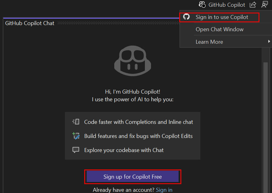 Screenshot des Copilot-Badges, wenn Sich Copilot in einem inaktiven Zustand befindet.