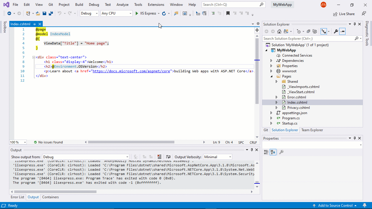 .NET Core-Debuggen mit WSL 2
