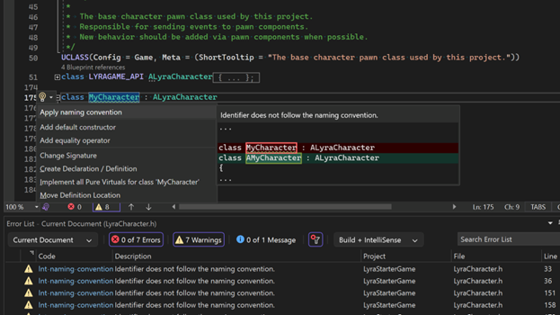 Überprüfung der Namenskonvention für die Unreal Engine