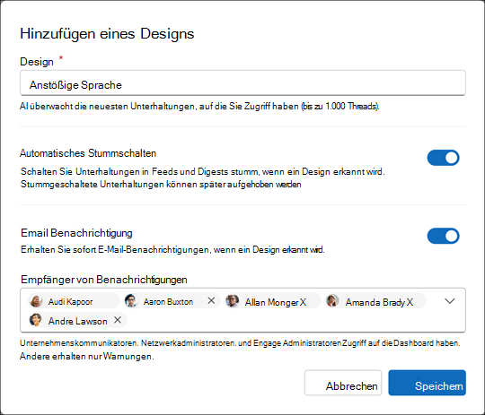 Erstellen eines neuen Moderationsdesigns.
