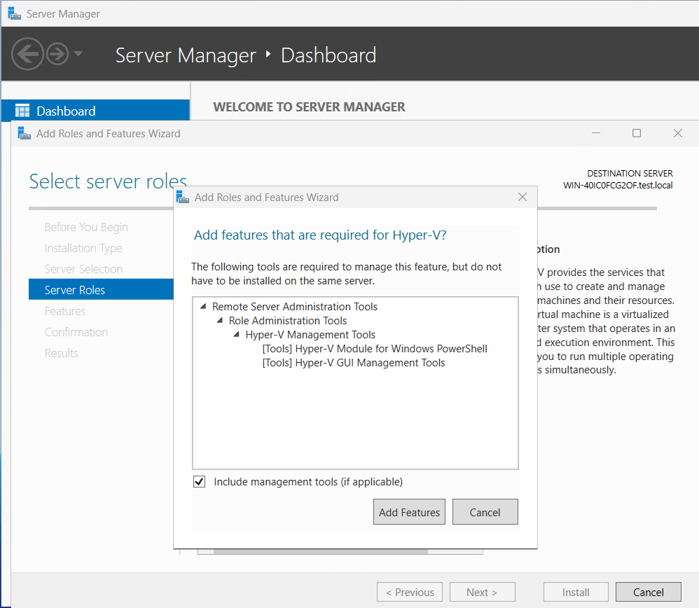 Screenshot des PowerShell-Fensters nach dem Ausführen des Befehls zum Aktivieren von Hyper-V.