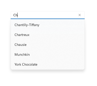 Beispiel für das erweiterte Steuerelement für automatische Vorschläge