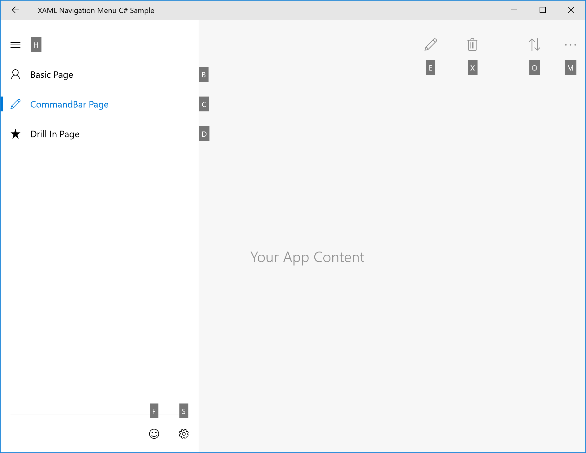 Beispiel für die automatische Tastenhinweisplatzierung