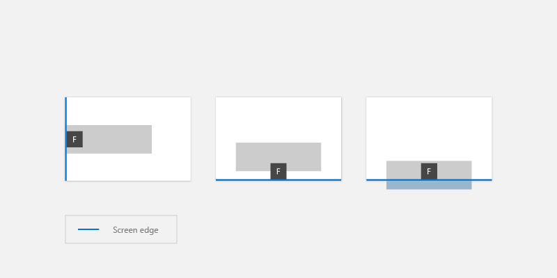 Screenshot der Bildschirmkanten-Ausrichtung der Tastaturkürzel