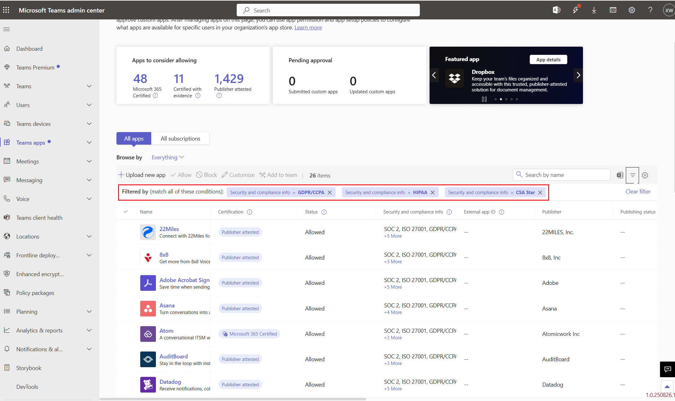 Screenshot showing the detailed filters, displaying apply button.