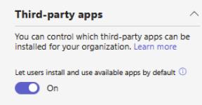 Screenshot showing the with acm third-party org-wide app settings in an organization.