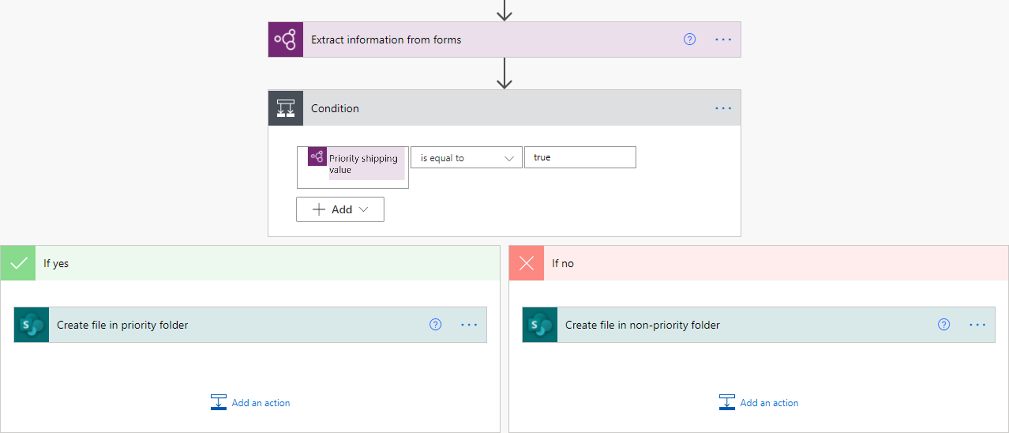 Screenshot of retrieving a checkbox value in a condition.