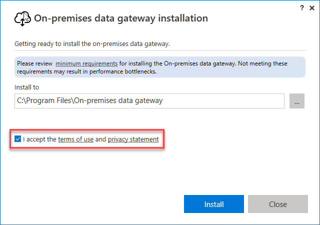 Screenshot showing install ___location and license terms.
